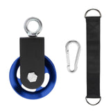 Maxbell Cable Pulley with Hanging Straps and Carabiner Silent Pulley for Ladder Lift Blue 157x95mm