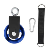 Maxbell Cable Pulley with Hanging Straps and Carabiner Silent Pulley for Ladder Lift Blue 157x95mm