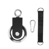 Maxbell Cable Pulley with Hanging Straps and Carabiner Silent Pulley for Ladder Lift Silver 155x88mm