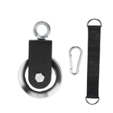 Maxbell Cable Pulley with Hanging Straps and Carabiner Silent Pulley for Ladder Lift Silver 155x88mm