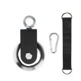 Maxbell Cable Pulley with Hanging Straps and Carabiner Silent Pulley for Ladder Lift Silver 155x88mm