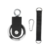 Maxbell Cable Pulley with Hanging Straps and Carabiner Silent Pulley for Ladder Lift Silver 155x88mm