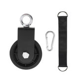 Maxbell Cable Pulley with Hanging Straps and Carabiner Silent Pulley for Ladder Lift Black 155x88mm