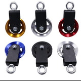 Maxbell Cable Pulley with Hanging Straps and Carabiner Silent Pulley for Ladder Lift Black 155x88mm