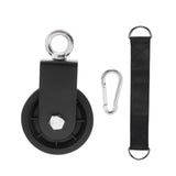 Maxbell Cable Pulley with Hanging Straps and Carabiner Silent Pulley for Ladder Lift Black 155x88mm