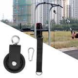 Maxbell Cable Pulley with Hanging Straps and Carabiner Silent Pulley for Ladder Lift Black 155x88mm