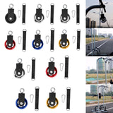 Maxbell Cable Pulley with Hanging Straps and Carabiner Silent Pulley for Ladder Lift Black 155x88mm