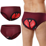 Maxbell MTB Bike Underwear Briefs Undershorts Men Padded Cycling Short Deep Red XL