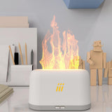 Maxbell 3D Flame Night Light Cool Mist Humidifier USB Charging for Travel Desktop White