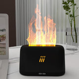 Maxbell 3D Flame Night Light Cool Mist Humidifier USB Charging for Travel Desktop Black