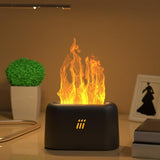 Maxbell 3D Flame Night Light Cool Mist Humidifier USB Charging for Travel Desktop Black