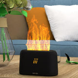 Maxbell 3D Flame Night Light Cool Mist Humidifier USB Charging for Travel Desktop Black