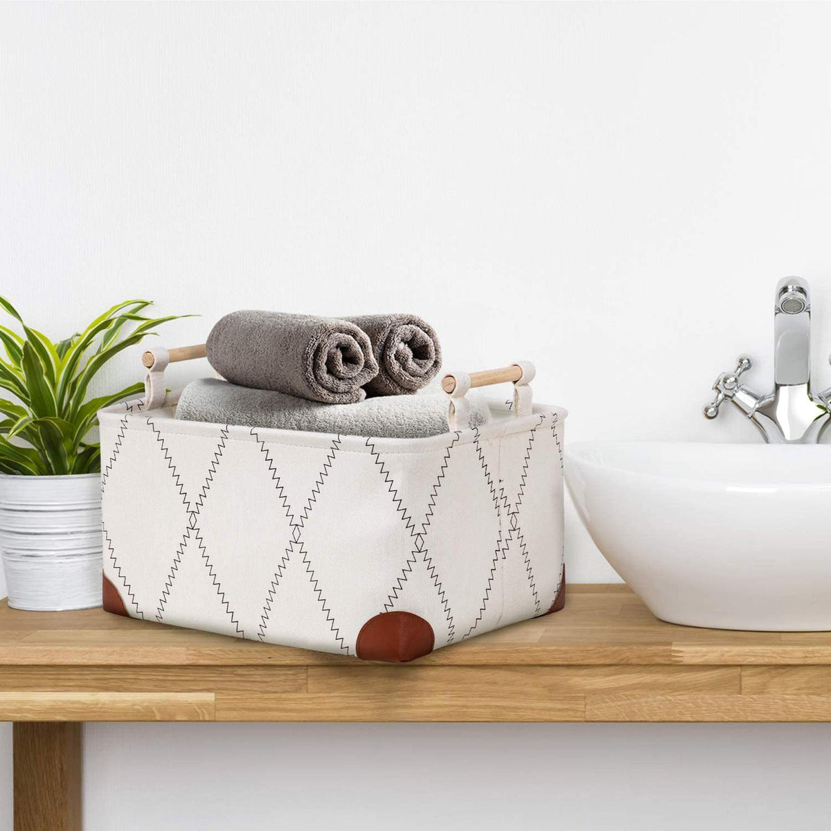 Maxbell Storage Basket for Laundry Clothes Toy Storage Bin Canvas for Office Closet 38x28x21cm