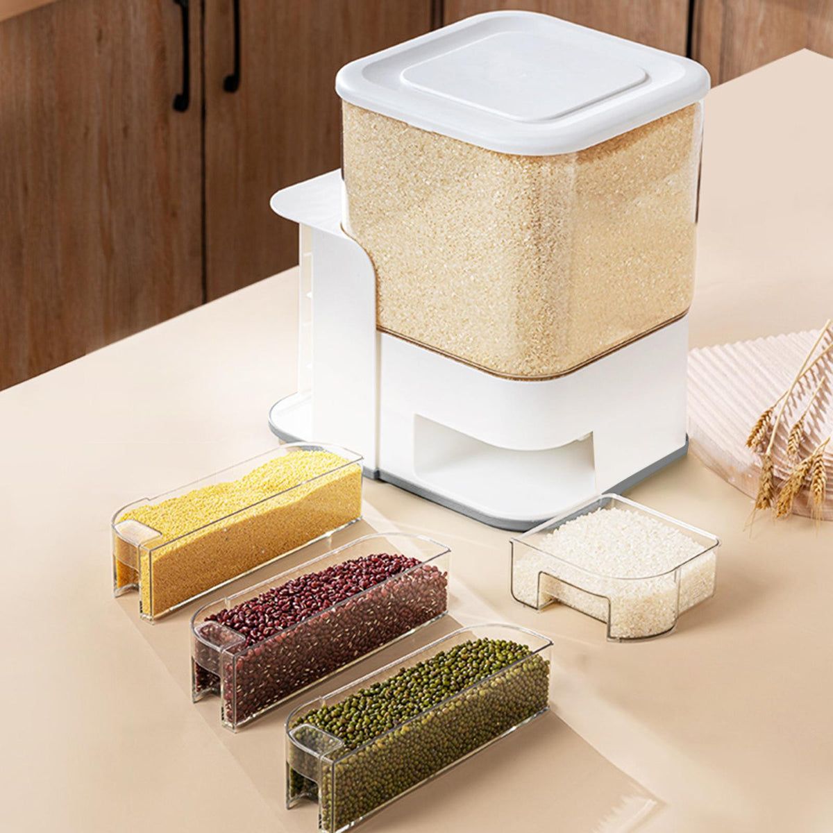 Maxbell Multi Rice Storage Container Measuring Airtight for Pantry Cereal Dry Food grey