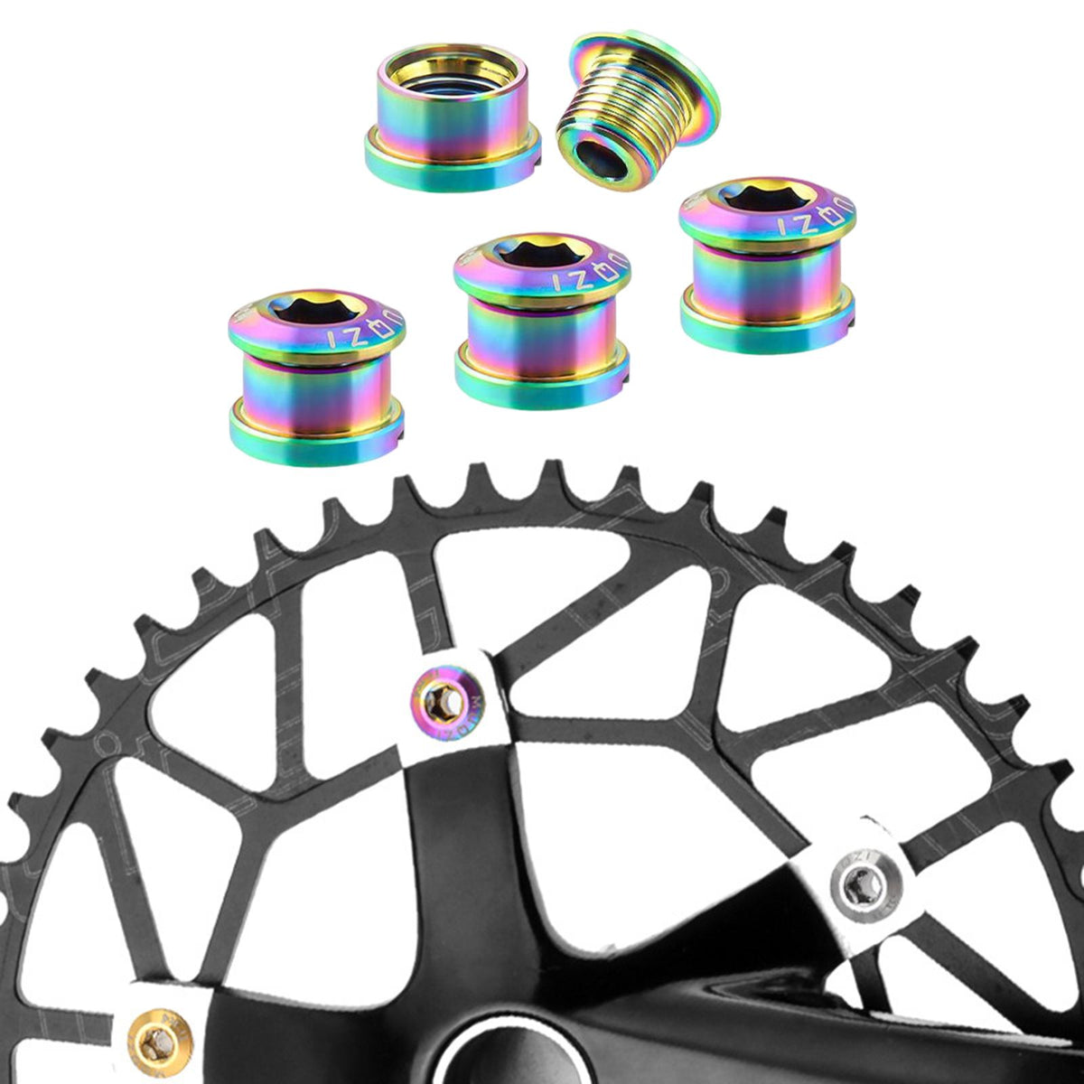 Maxbell 4x Bike Chainring Bolts Single Double Screws for MTB Bike 5 to 6mm color