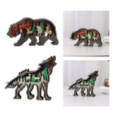 Maxbell Wooden Ornament Creative Totem Sculpture Home Decor wolf Bear