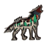 Maxbell Wooden Ornament Creative Totem Sculpture Home Decor wolf Wolf