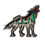 Maxbell Wooden Ornament Creative Totem Sculpture Home Decor wolf Wolf