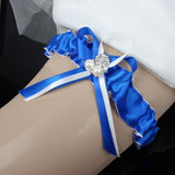 Maxbell Wedding Garter Bowknot Faux Pearls Garter Blue for Lady Wedding Parties M