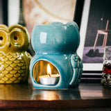 Maxbell Ceramic Owl Essential Oil Burner Tealight Holder Diffuser Furnace Wax Warmer Large Blue