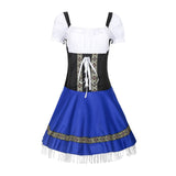 Maxbell Blue Oktoberfest Costume Women German Beer Girl Dirndl Dress Dress M