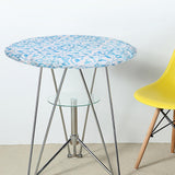 Maxbell Printed Round Fitted Tablecloth Home Party Wipeable Table Cover 120cm Blue