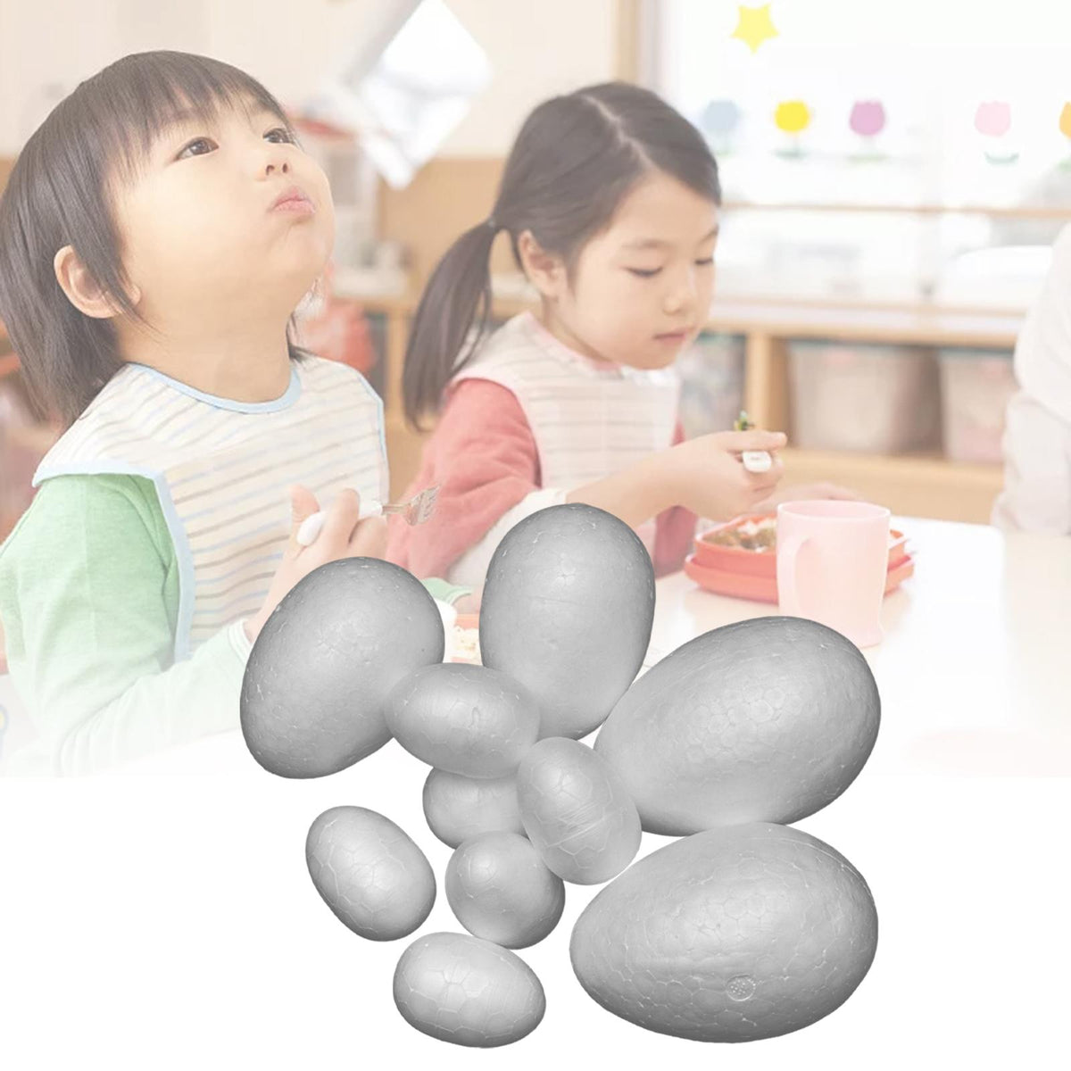 Maxbell Foam Egg Shaped 100mm Craft Making White Smooth for Holiday Party DIY Supply