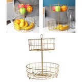 Maxbell Double Layer Fruit Baskets Save Space Vegetable Holder for Counter Storage Gold