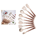 Maxbell 9 Pieces Kitchen Gadgets Utensils Set Cookware Heat Resistance for Baking Brown Handle