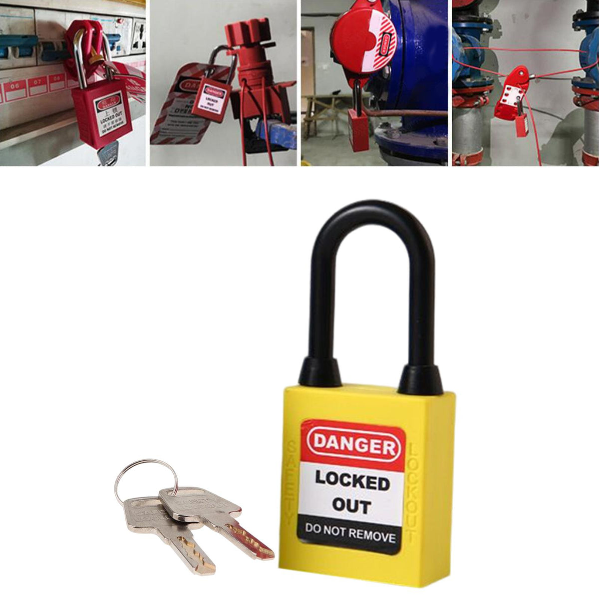 Maxbell Lockout Tagout Locks Nylon Safety Padlock Premium 6mm Shackle  Yellow