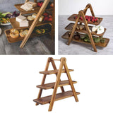 Maxbell 3 Layer Fruit Basket Vegetables Stand Classic for Kitchen Snack Acacia Wood