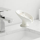 Maxbell Fashionable Leaf Shape Soap Dish Soap Box Bathtubs Countertop Bathrooms White