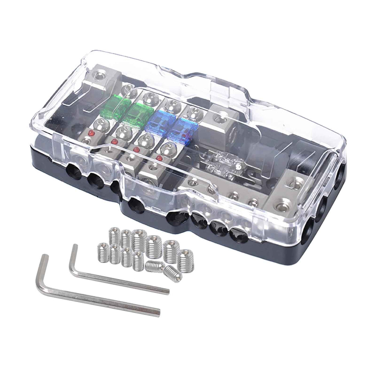 Maxbell 4 Way Fuse Holder 0/4GA 4/8GA LED Fusebox Fit for Car Audio Auto Marine