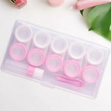 Maxbell 5 Pairs Contact Lens Storage Case Organizer L R Caps for Girls Pink White