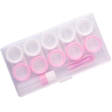 Maxbell 5 Pairs Contact Lens Storage Case Organizer L R Caps for Girls Pink White