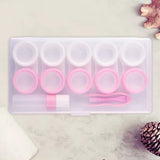 Maxbell 5 Pairs Contact Lens Storage Case Organizer L R Caps for Girls Pink White