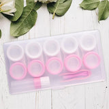 Maxbell 5 Pairs Contact Lens Storage Case Organizer L R Caps for Girls Pink White