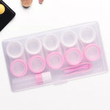 Maxbell 5 Pairs Contact Lens Storage Case Organizer L R Caps for Girls Pink White