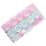 Maxbell 5 Pairs Contact Lens Storage Case Organizer L R Caps for Girls Green Pink