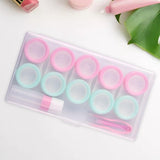 Maxbell 5 Pairs Contact Lens Storage Case Organizer L R Caps for Girls Green Pink