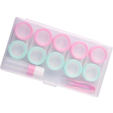 Maxbell 5 Pairs Contact Lens Storage Case Organizer L R Caps for Girls Green Pink