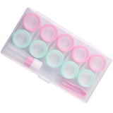 Maxbell 5 Pairs Contact Lens Storage Case Organizer L R Caps for Girls Green Pink