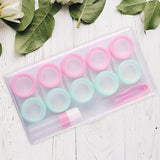 Maxbell 5 Pairs Contact Lens Storage Case Organizer L R Caps for Girls Green Pink