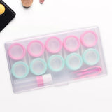 Maxbell 5 Pairs Contact Lens Storage Case Organizer L R Caps for Girls Green Pink