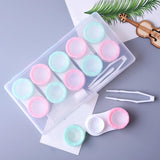 Maxbell 5 Pairs Contact Lens Storage Case Organizer L R Caps for Girls Green Pink