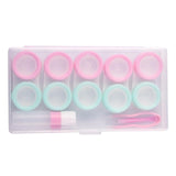 Maxbell 5 Pairs Contact Lens Storage Case Organizer L R Caps for Girls Green Pink