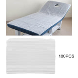 Maxbell 100x Soft Disposable Bed Sheet Waterproof for Salon SPA  White with Hole