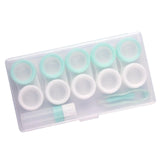 Maxbell 5 Pairs Contact Lens Storage Case Organizer L R Caps for Girls Green White