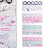 Maxbell 5 Pairs Contact Lens Storage Case Organizer L R Caps for Girls Green White