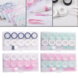 Maxbell 5 Pairs Contact Lens Storage Case Organizer L R Caps for Girls Green White